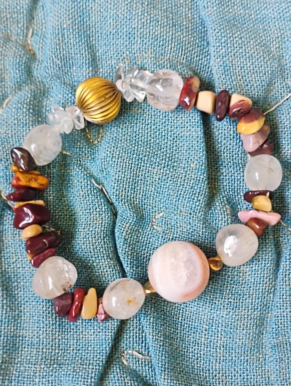 Mooakite, Quartz, and Druzy Stretch Bracelet